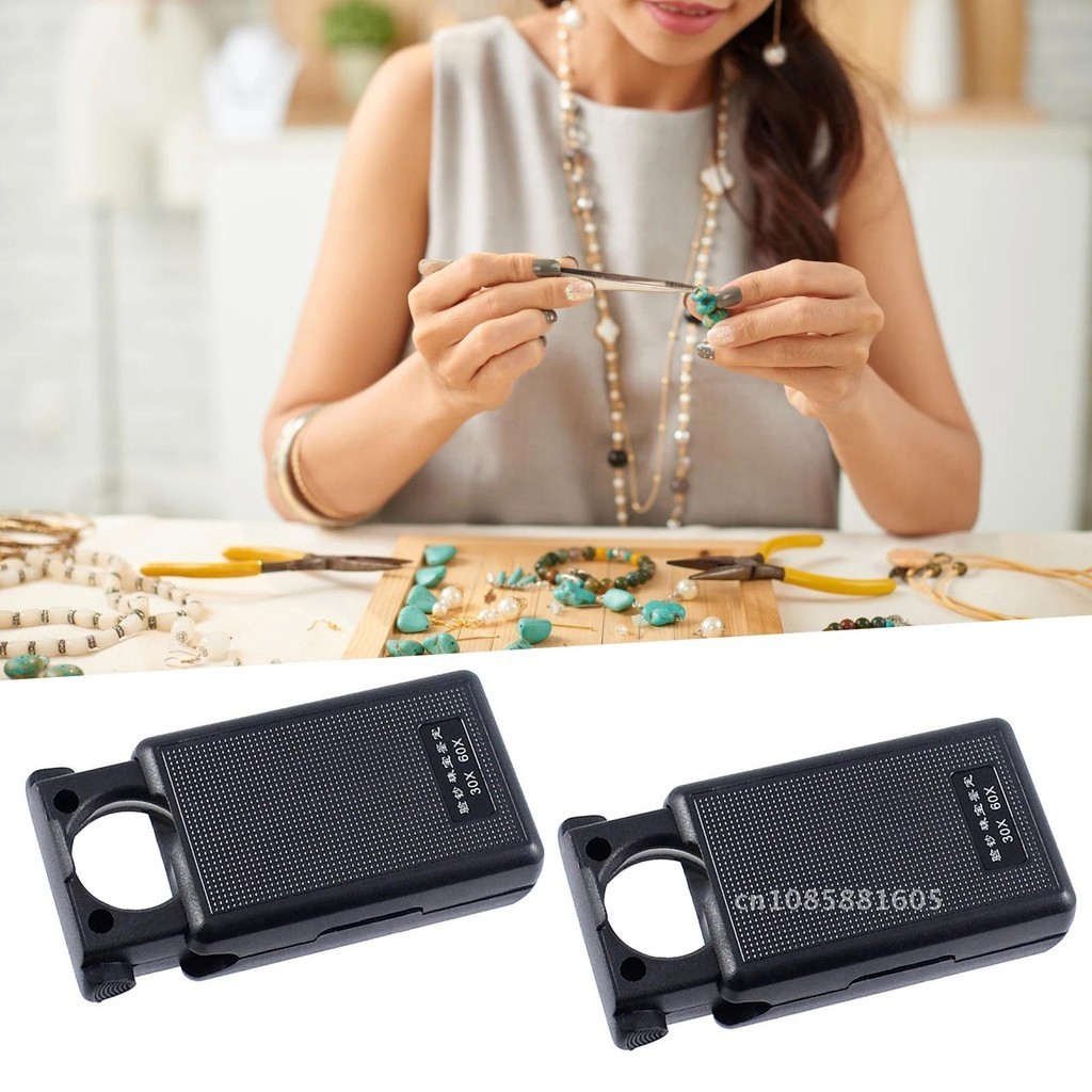 30X 60X Mini Pocket Hand Pull-type UV Magnifier Portable Microscope ...