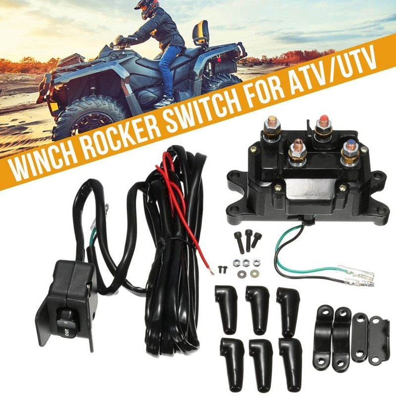 ☮ATV UTV Winch Rocker Thumb Switch Handlebar Control Line 12V Solenoid