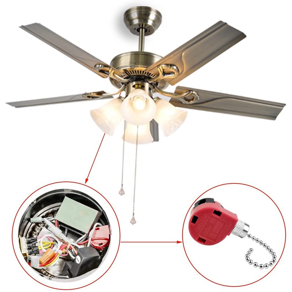 Lamp Switch Replacement 3-Speed Ceiling Fan Switch ZE-268S6 - 4-Wire  Replacement For Hunter Hampton Bay Fans Hampton Bay Switch Replacement, image size:1001x1001