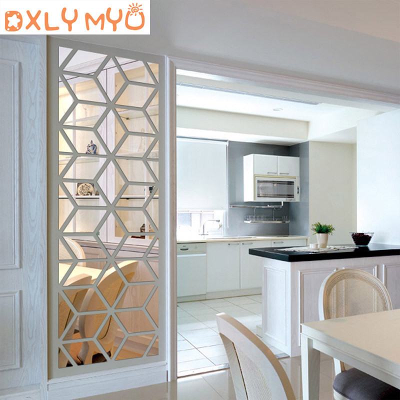 3D Acrylic Mirror Wall Sticker Geometric Diamond Sticker Home Bedroom ...