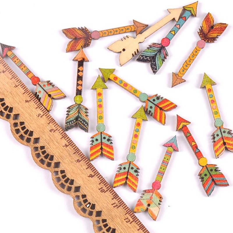 25Pcs Mixed Arrows Pattern Shape Wooden Crafts Scrapbook DIY Jewelry ...