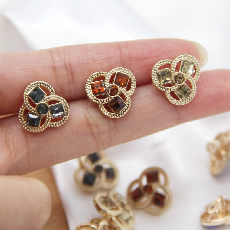 10pcs Gorgeous Rhinestones Metal Women Dress Decorative Buttons For ...