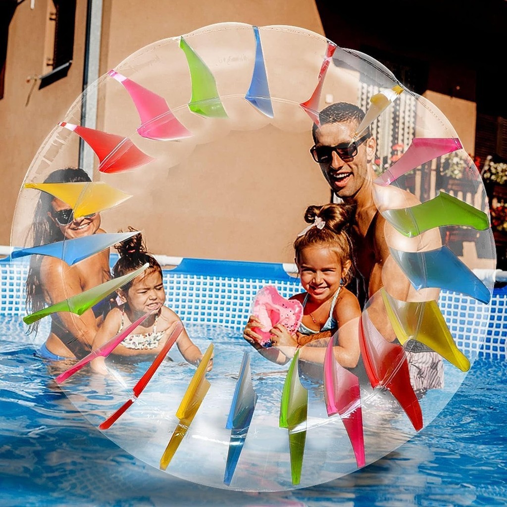 Inflatable Roller Float, 65'' Colorful Water Wheel, Swimming Pool ...
