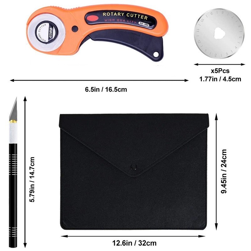 ☫45mm Rotary Cutter Set-Fabric Cutter with Storage Bag, A4 Self Healing ...