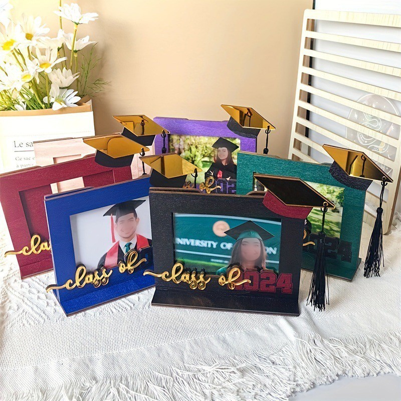 ☟Photo Frame Wooden Graduation Picture Frame with Bachelor Hat ...