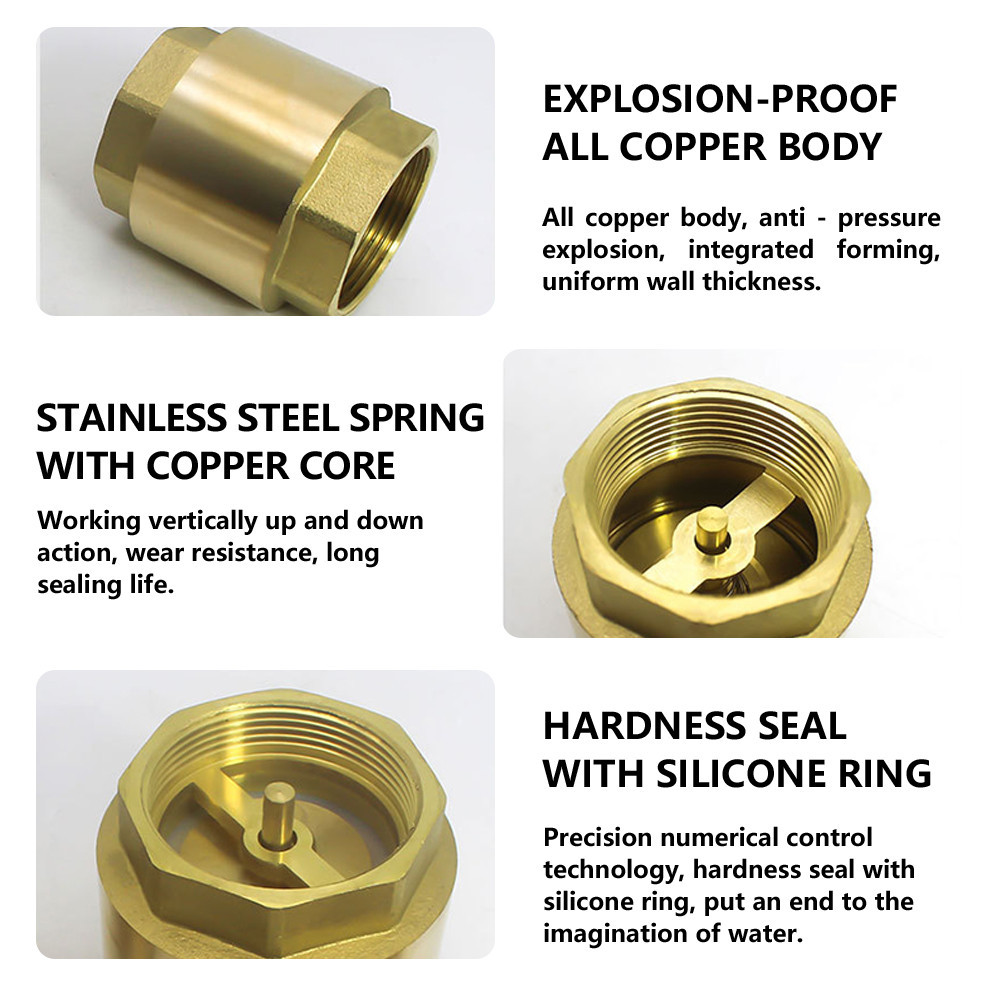 2pcs Check Valve In Line Brass Made Vertical Lift Garden Repair Spring ...