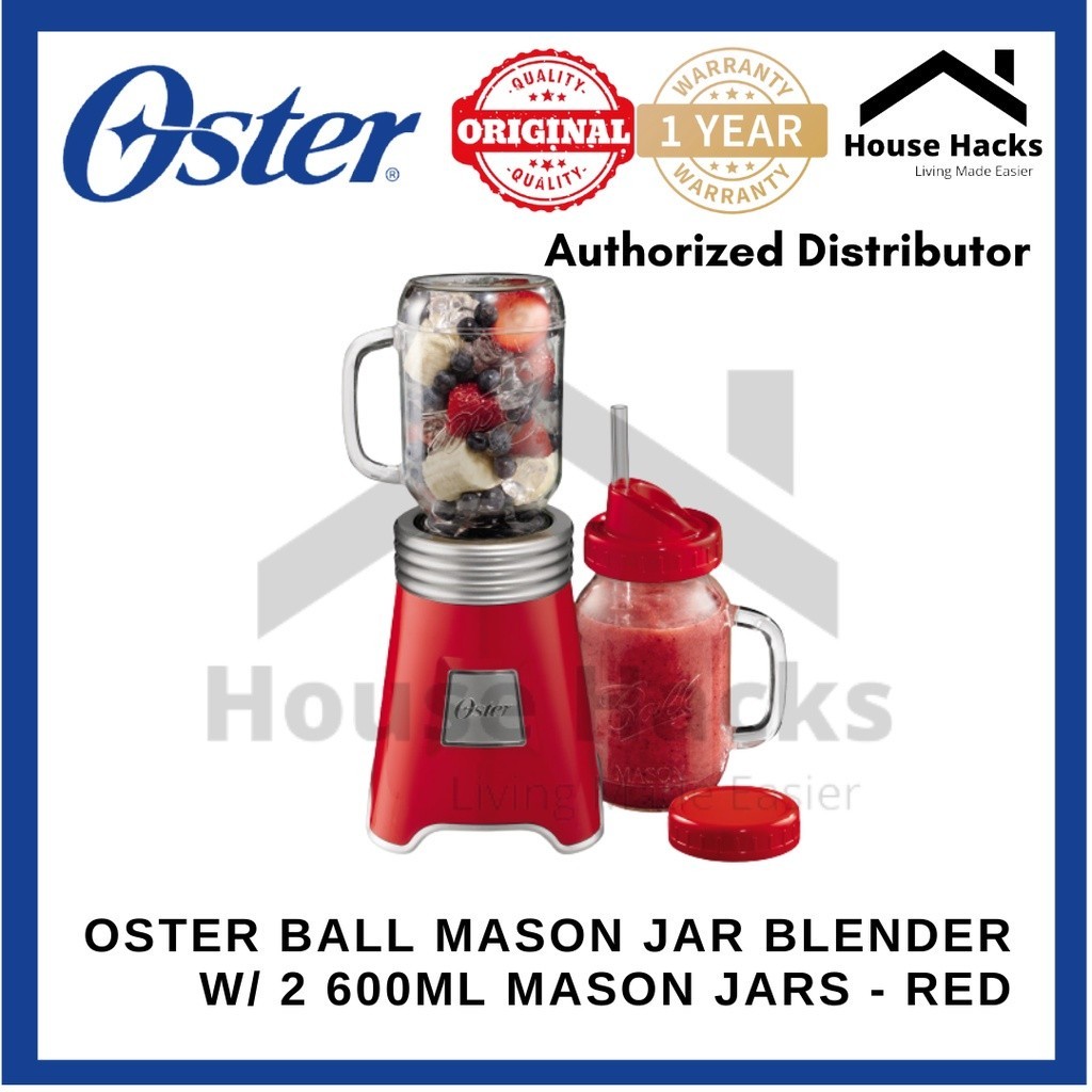 Oster® Ball® Mason Jar Blender w/ 2 600mL Mason Jars Red (House Hacks