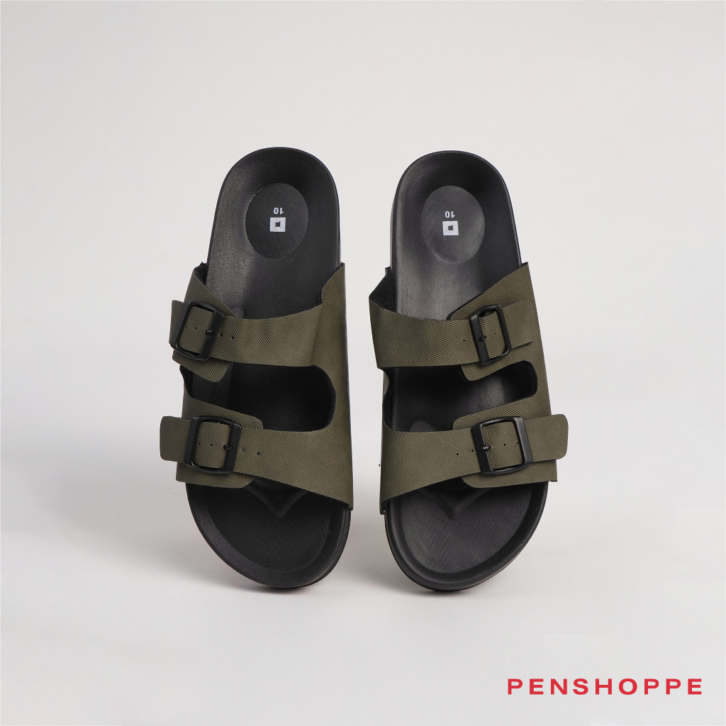 Penshoppe Leather Sandals For Men Olive Shopee Philippines