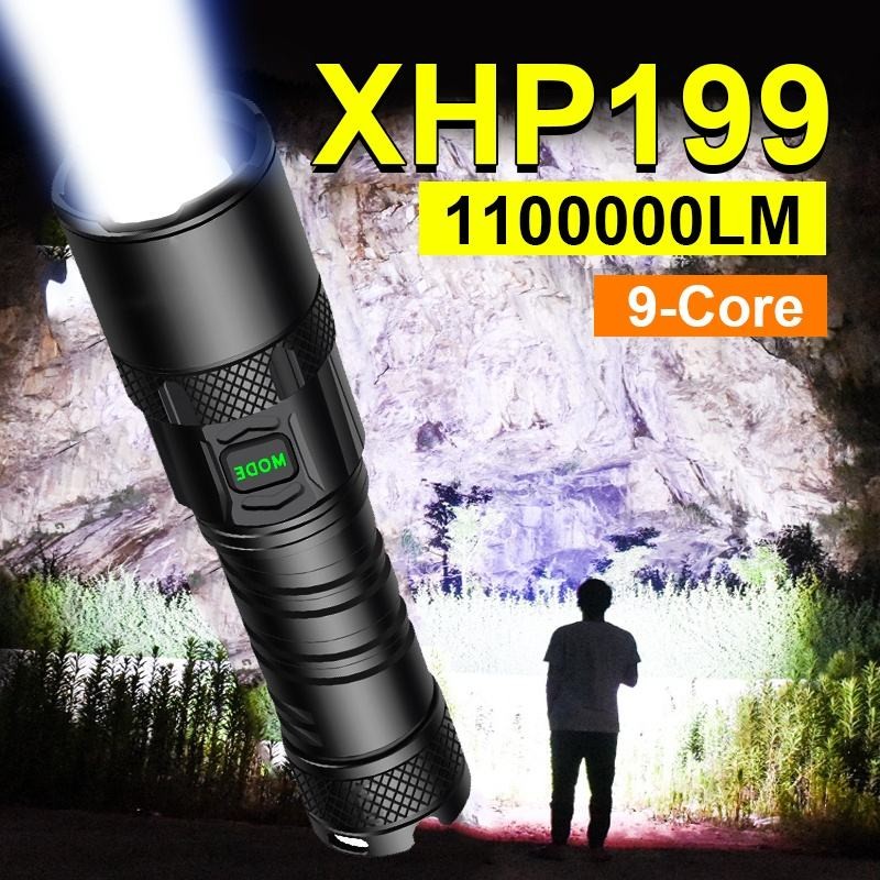 Super XHP199 Most Powerful LED Flashlight Rechargeable LED Torch Light ...