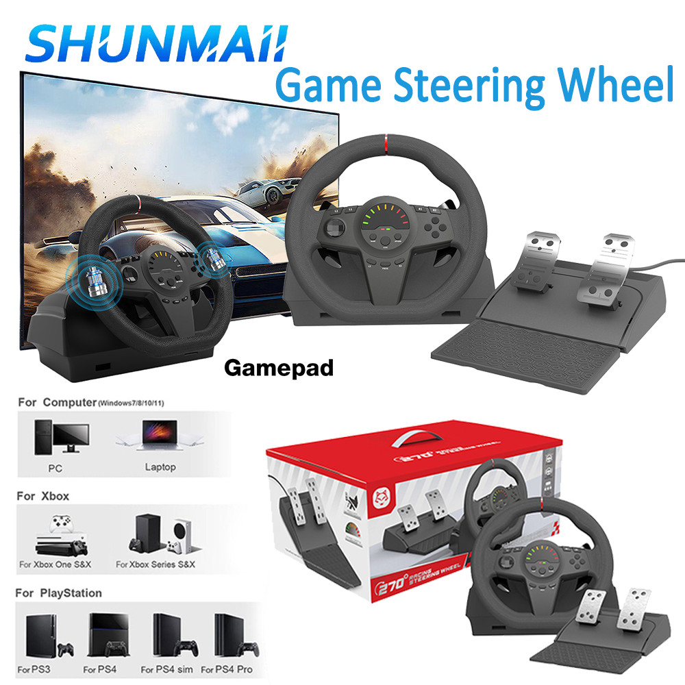 ☃Dual Vibration Feedback Simulates Game Racing Wheel 270° Rotation