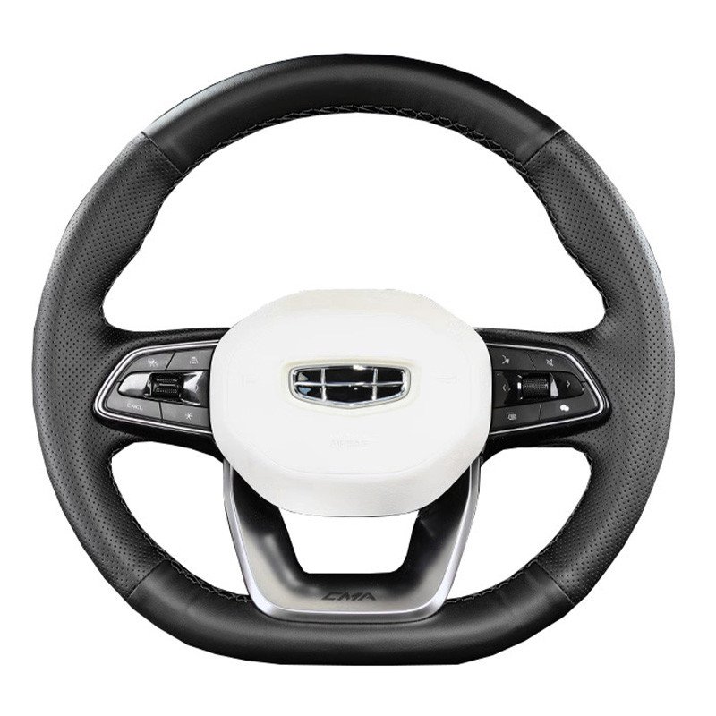 Hand Sewing Stitching Car Steering Wheel Cover Wrap Leather for Geely