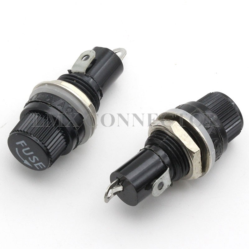 20pcs/lot Black 5x20mm Fuse Insurance Tube Socket Fuse Holder 10A250V ...