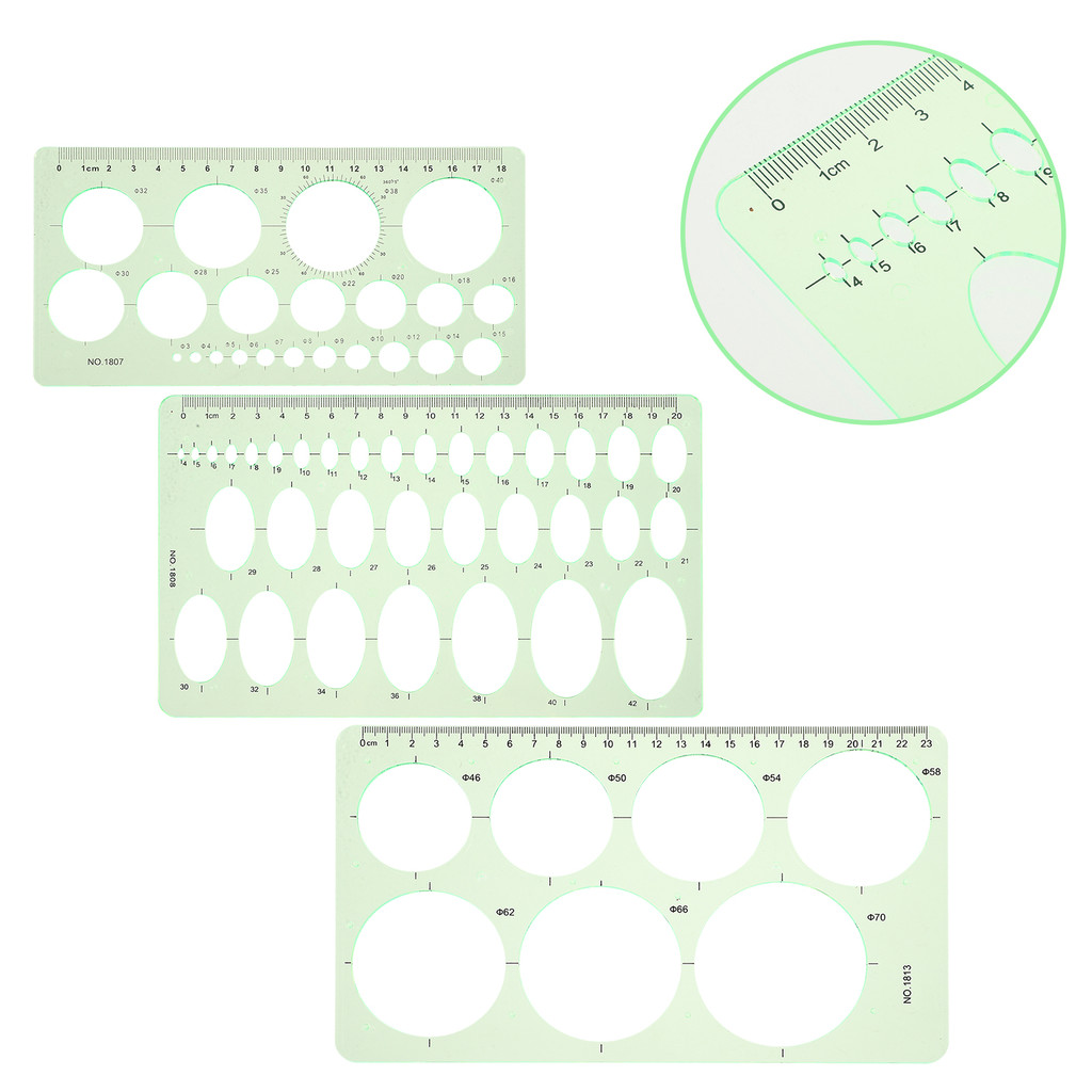 3 Pcs Ellipse Template Drawing Tool Stencils Ruler Plastic Circle ...
