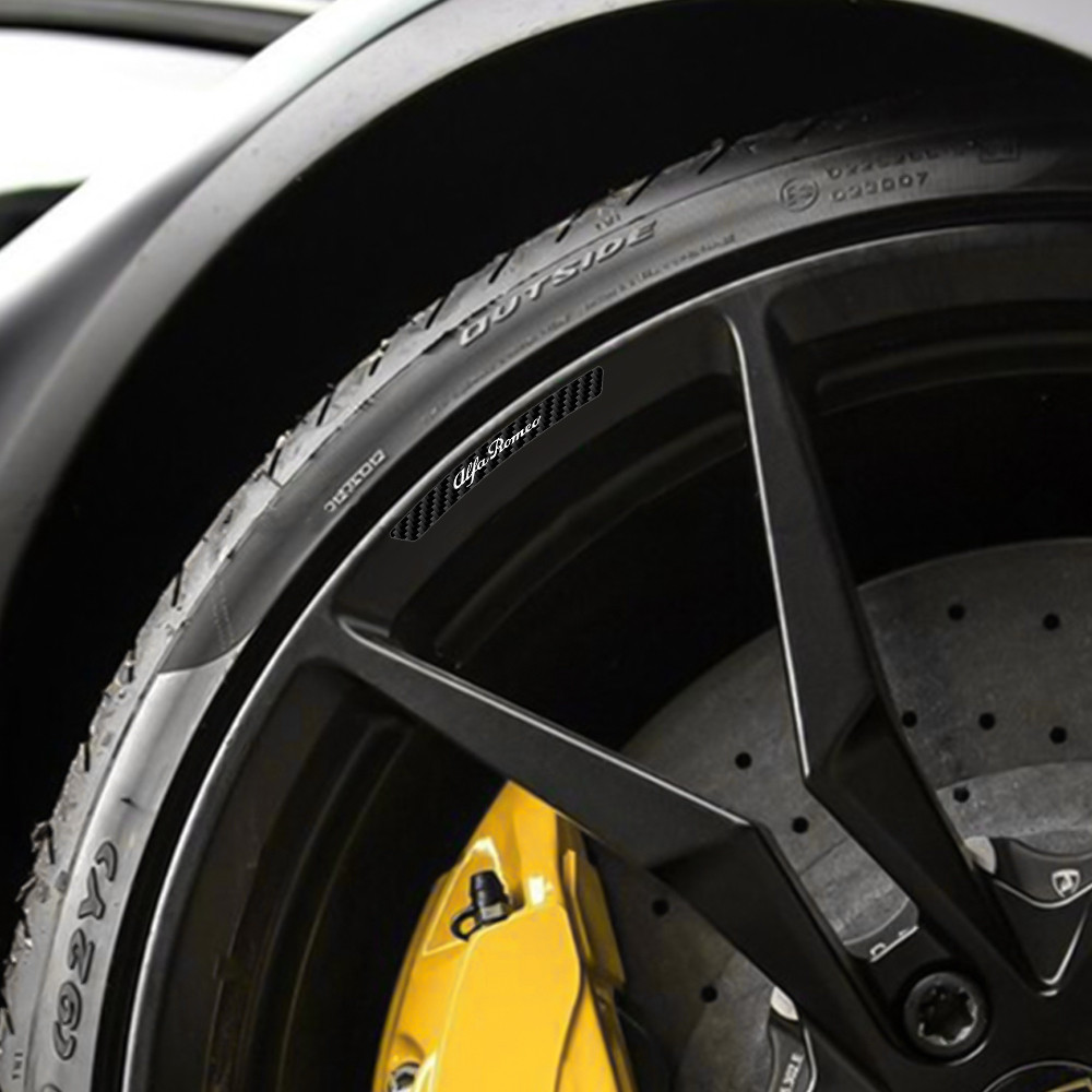 4pcs Carbon Fiber Car logo styling Wheels Rims Stickers For Alfa Romeo ...