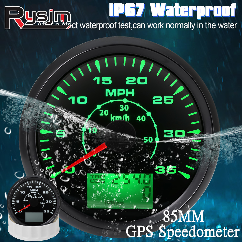 ☾85mm Car Boat GPS Speedometer Velometer 0-35MPH 0-50KM/H Odometer with ...