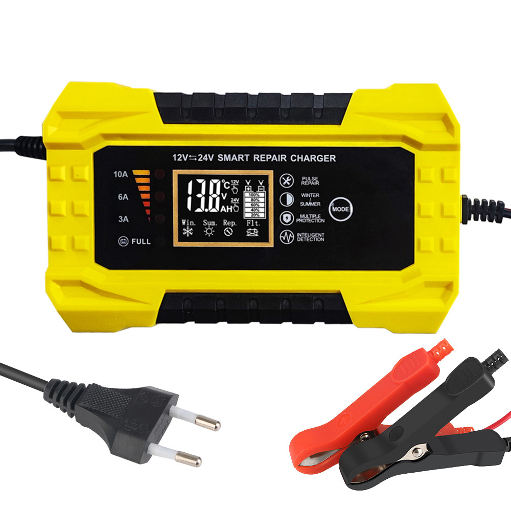ⓞ12V 10A EU US Plug 24V 5A Pulse Repair Fast Power Charging For Wet Dry