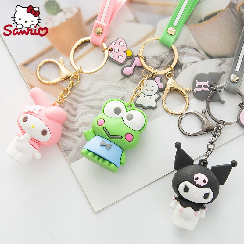 Kawaii Hello Kitty Sanrio Figure Keychain My Melody Cinnamoroll Kuromi ...