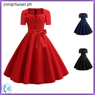 Sexy Retro Dress Halter Dress 50s 60s Dress Robe (Color : Red Dress, Size :  Medium)