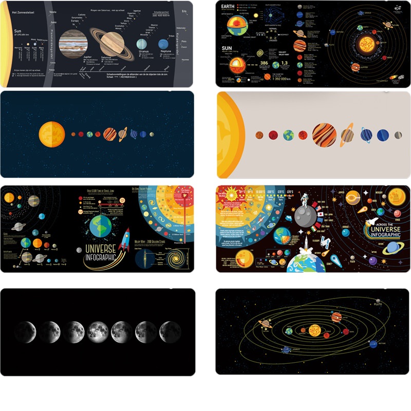Mouse Pad Space Planet Game Desktop Computer Pad Large Rubber Keyboard ...