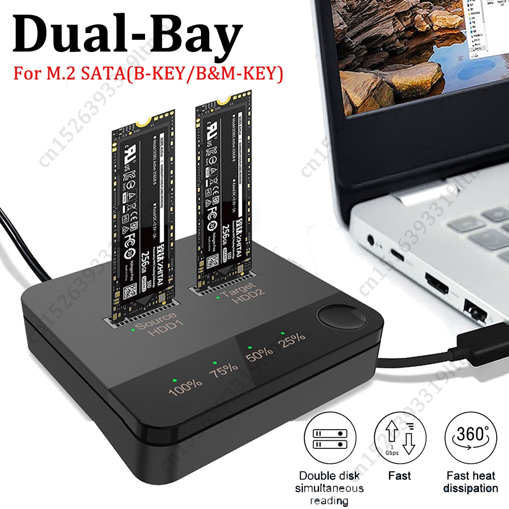 Dual Bay Ssd Enclosure M2 Sata Case B Keybandm Key External Hard Disk Docking Station Offline 6809