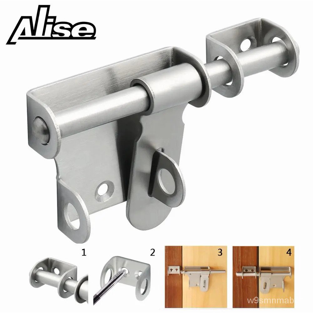304 Stainless Steel Door Lock Barrel Bolt Latch Padlock Clasp Set Home