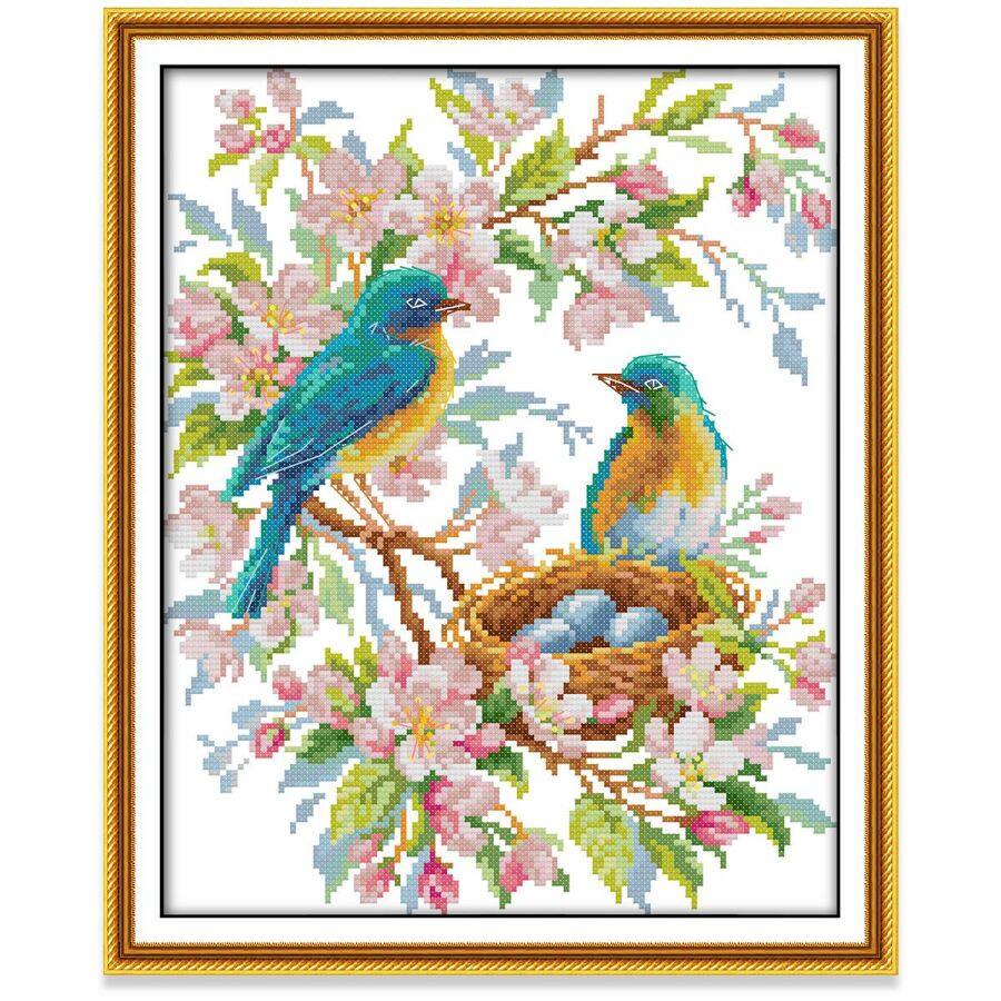 Cross Stitch Set, Bird, Animal, Printed/Unprinted, 14/11CT, Complete