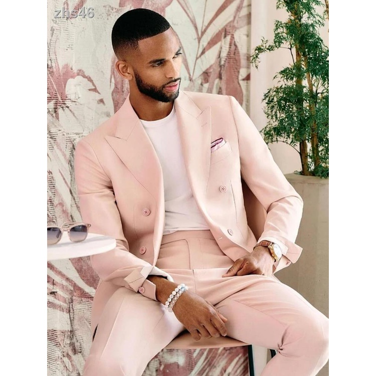 Men Pink Suits Stylish One Button Designer Grooms Wedding Dinner Suit  Coat+Pants