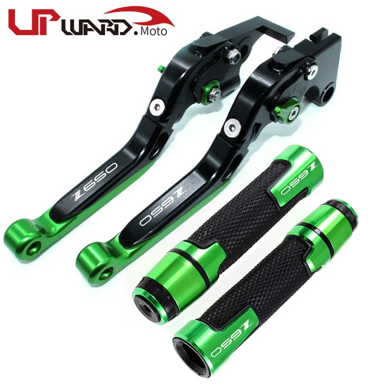 Leve Freno/ Frizione Kawasaki Z650 - CNC Alluminio, Regolabili, Pieghevoli | Verde/Nero - Foto 4