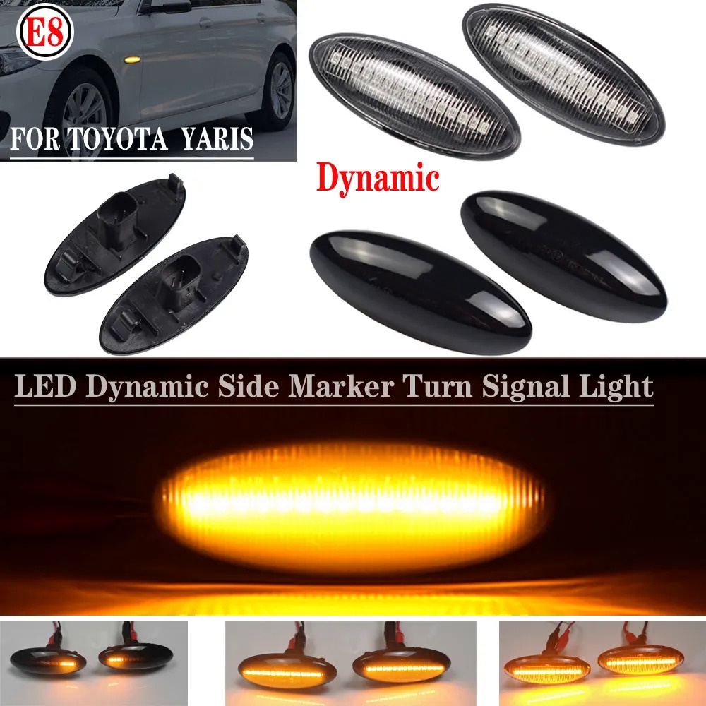 2Pieces Dynamic LED Side Marker Lights Flowing Turn Signal Light