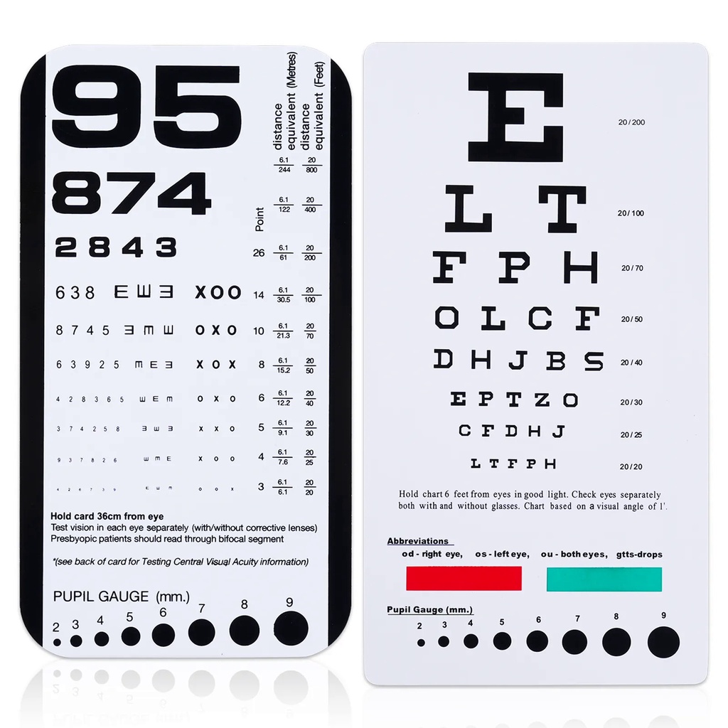 7V9O Far Near Vision Standardized Eye Chart Visual Testing Pocket Eye