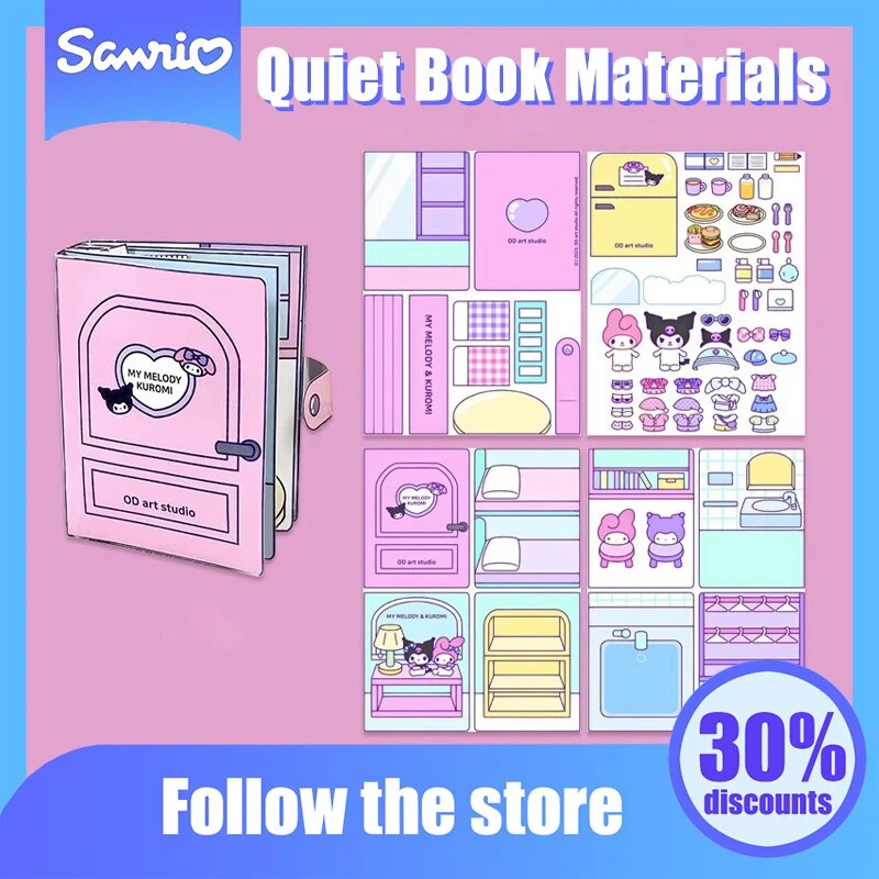 Kawaii Sanrio Anime DIY Quiet Book Materials Cute Kuromi Pompompurin