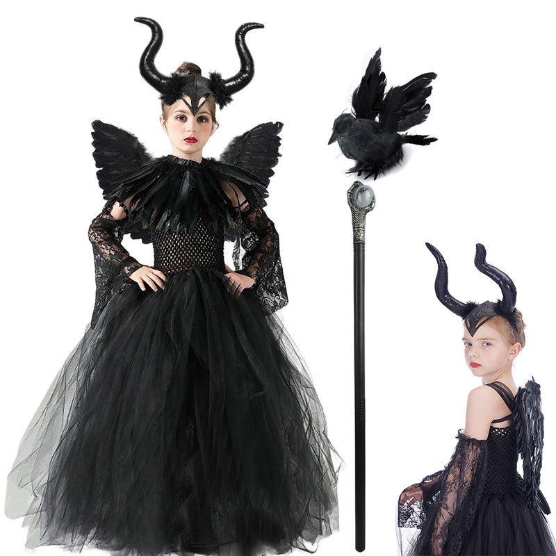 Kids' Disney Sleeping Beauty Maleficent Black/Purple Sequin Dress