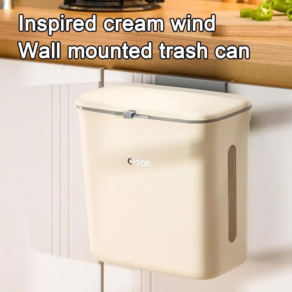 12L Kitchen Hanging Trash Can with Lid WallMounted Garbage Can Under Sink Trash Bin Two Compar