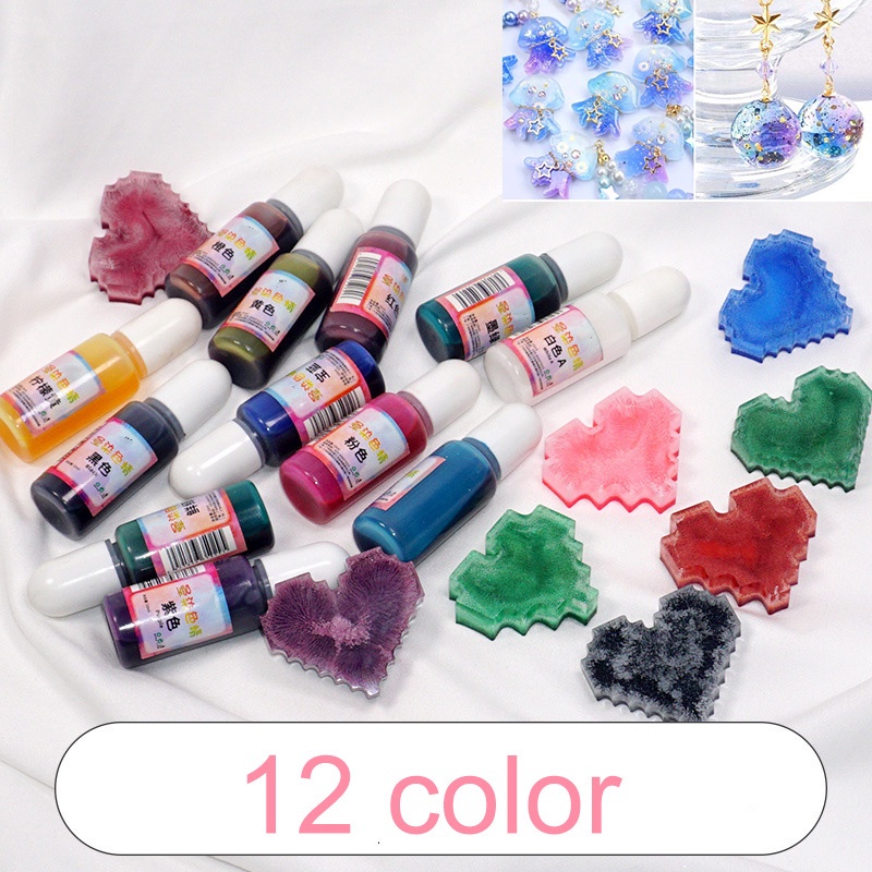 12 Colors 10ml Crystal Epoxy UV Resin Coloring Dye Colorant Set DIY