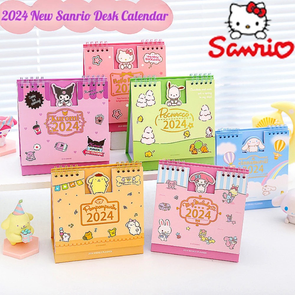 2024 Sanrio Hello Kitty Calendar Kawaii Kuromi Cinnamoroll Anime Desk