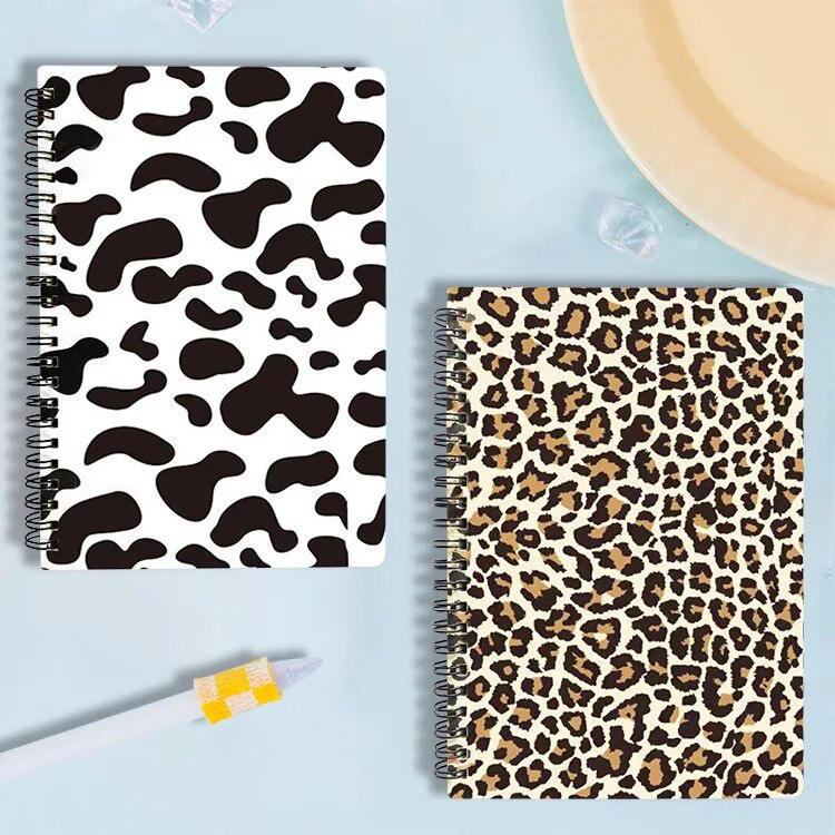 A5 Coil Spiral Notebooks Leopard Cow Pattern Black&white Notebook