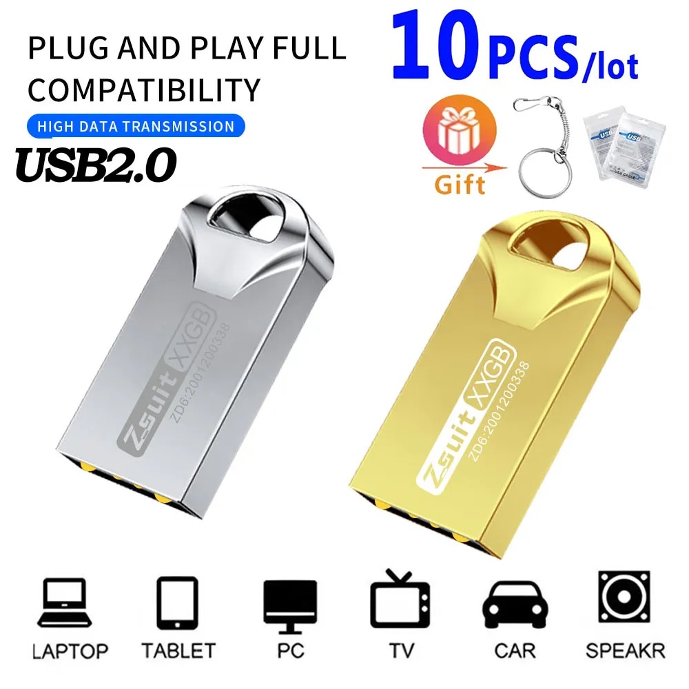 ☻10pcs Waterproof Metal USB Flash Drive 64gb Pendrive Flash Disk 128gb Usb Memory Stick USB 2.0
