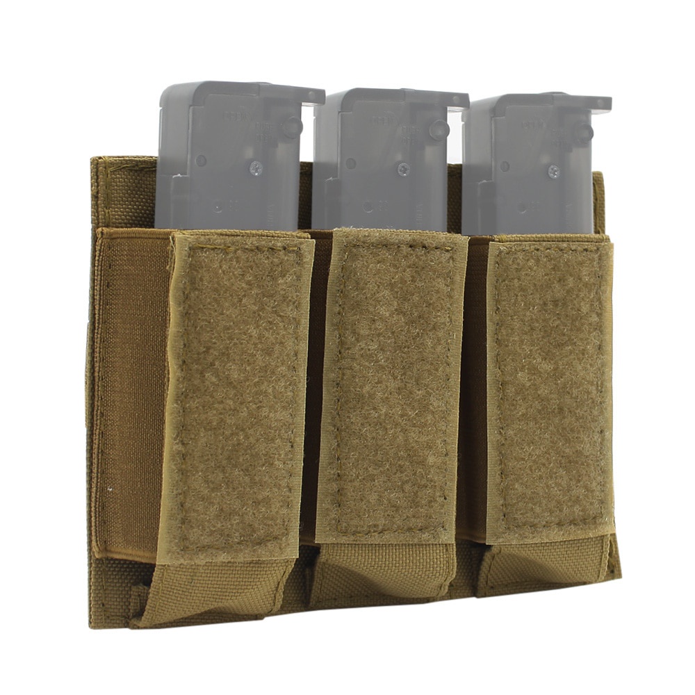 Tactical 9mm Molle Magazine Pouch Military Pistol Open Top Triple Mag