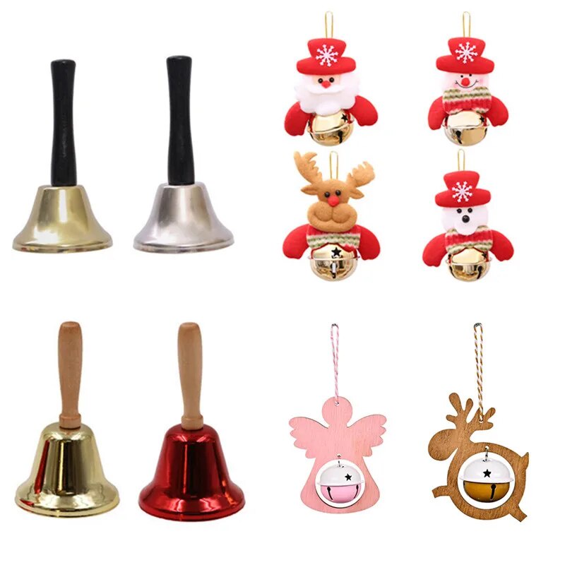 Christmas Hand Bell Santa Claus Jingle Bells Gold Silver School Handbell Restaurant Call Bell