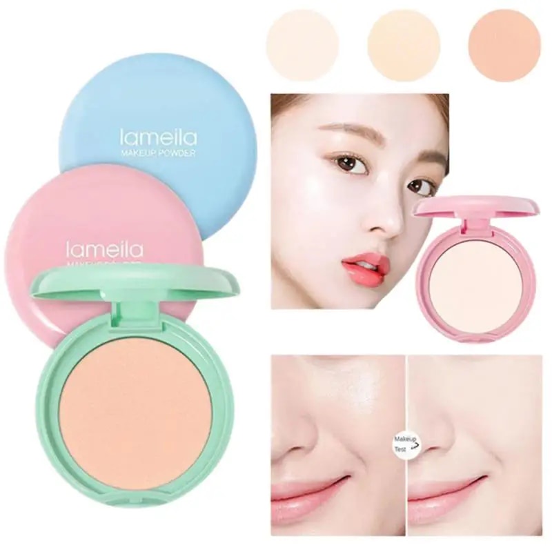 ♞Waterproof Oil Control Pressed Powder Silky Light Concealer Whitening