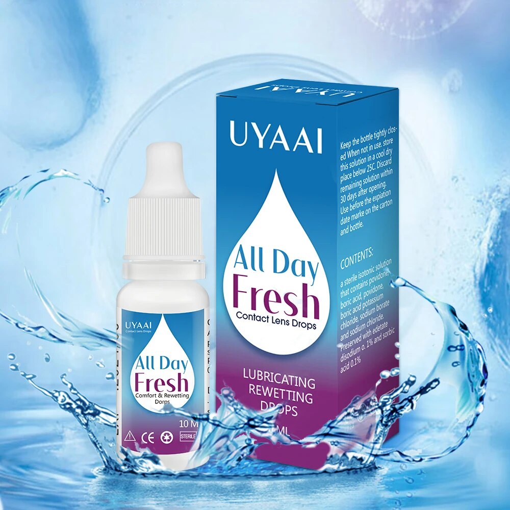 ≈UYAAI 10ml Eye drops lens liquid lens solution Comfort Rewetting Drops