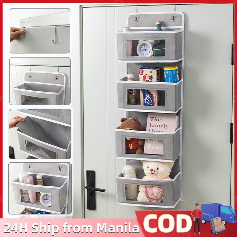 Door Hanging Organizer Bag Bedroom Storage Wall Mount Storage 5 Layers Hooks Bathroom Dorm