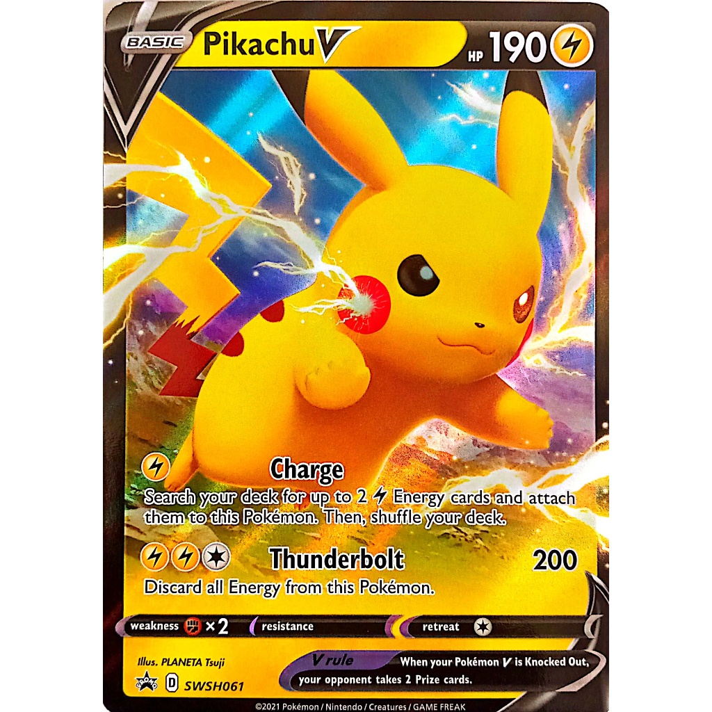 Pokemon TCG Pikachu V - SWSH061 Black Star Promo Full Art Holo | Shopee ...