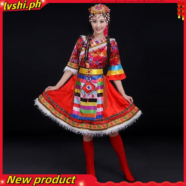 2022 New Style Tibetan Dance Costume Female Tibetan Robe Folk Dance 