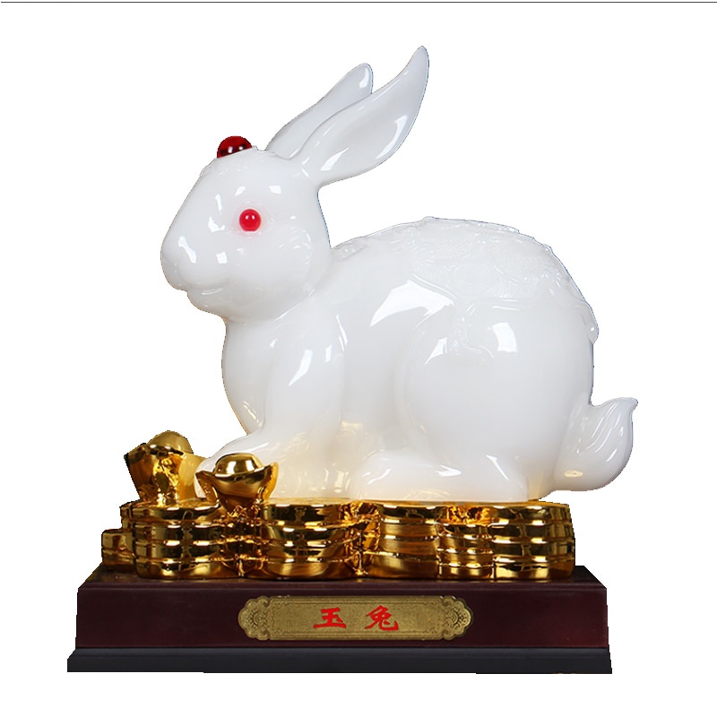 White Rabbit Feng shui rabbit statue for h Plutus Accumulate The