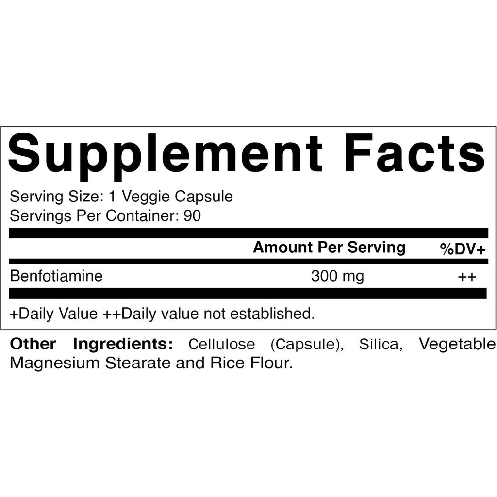 Vitamatic Benfotiamine 300 mg 90 Vegetarian Capsules Also Called Fat