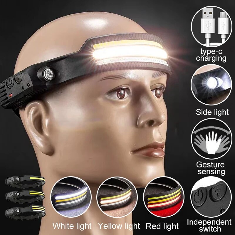 Induction Sensor Headlamp Cob Led Head Lamp With Built-In Battery 3 ...