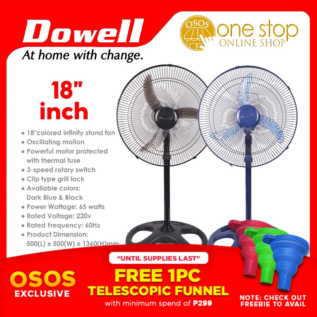 Dowell Original 18" Industrial Stand Electric Fan with 3 Speed Powerful