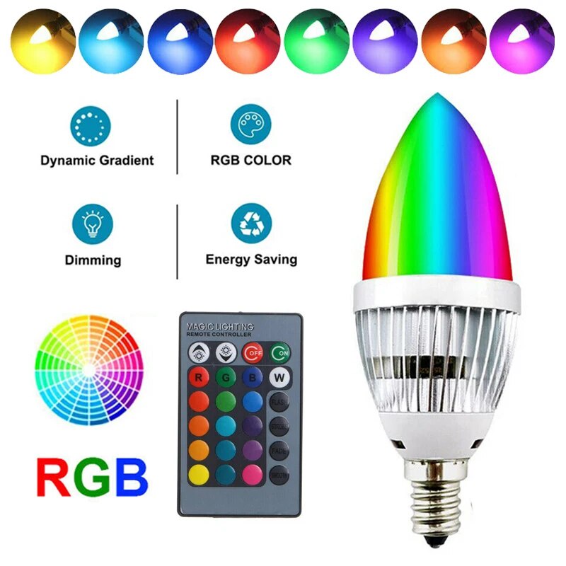 16 Colors RGB Bulb LED Light E12 Colour Changing Remote Control