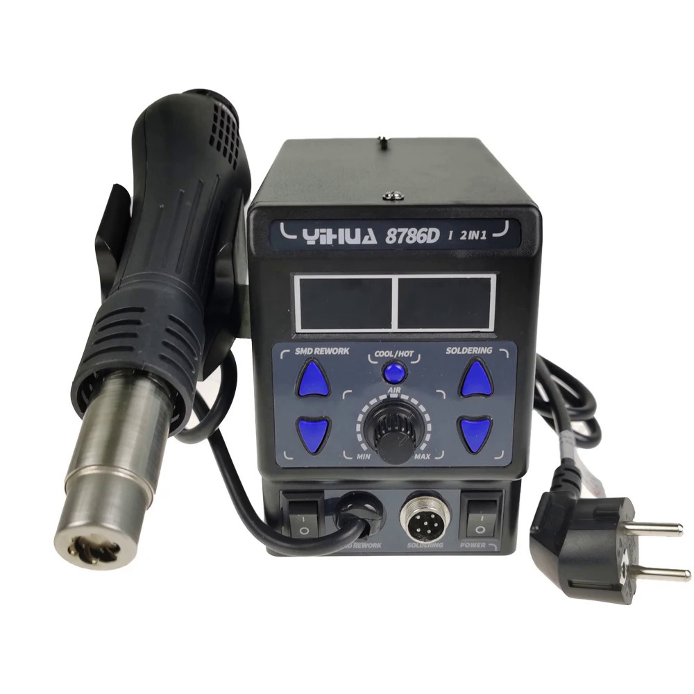 YIHUA 8786D I 2 In 1 Digital Hot Air Gun Soldering Station BGA Rework